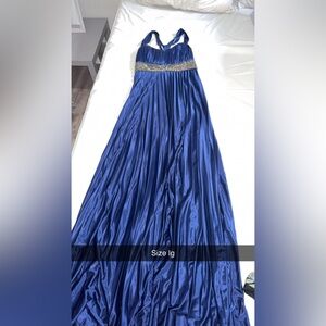 Elegant Royal Blue Pleated Maxi Skirt